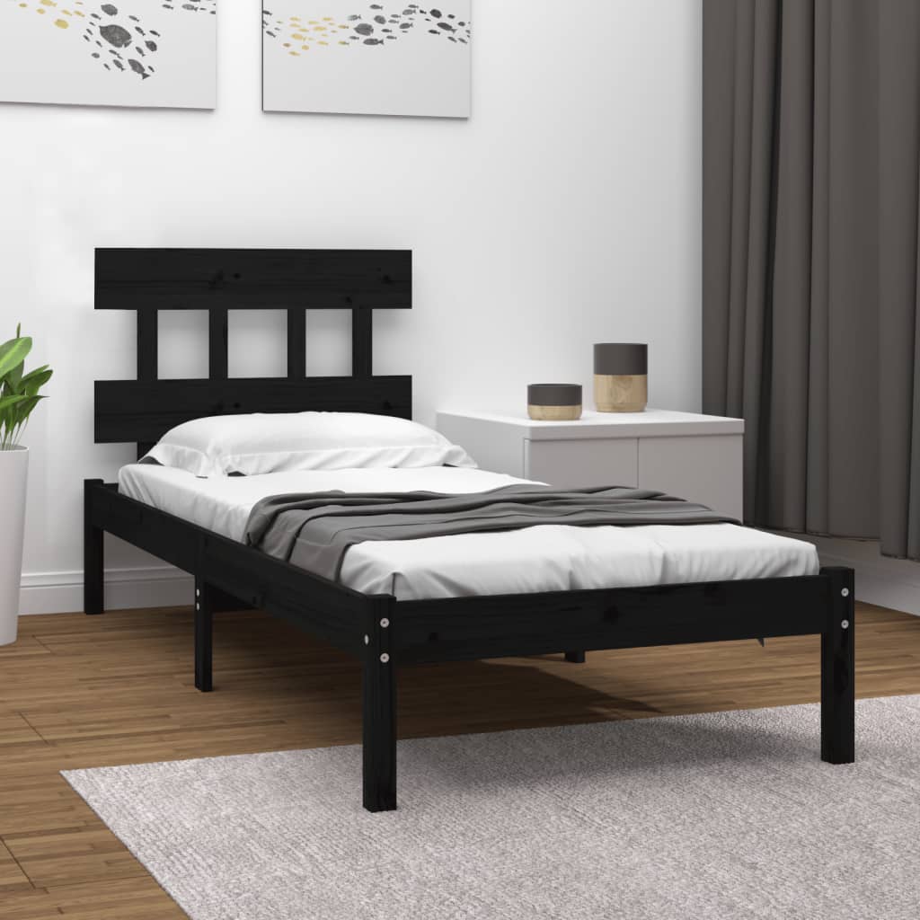 Sengeramme svart heltre 100x200 cm