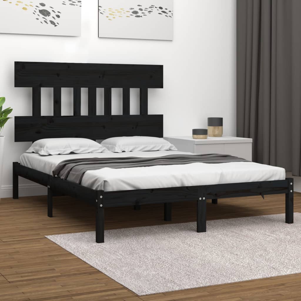 Sengeramme svart heltre200x200 cm