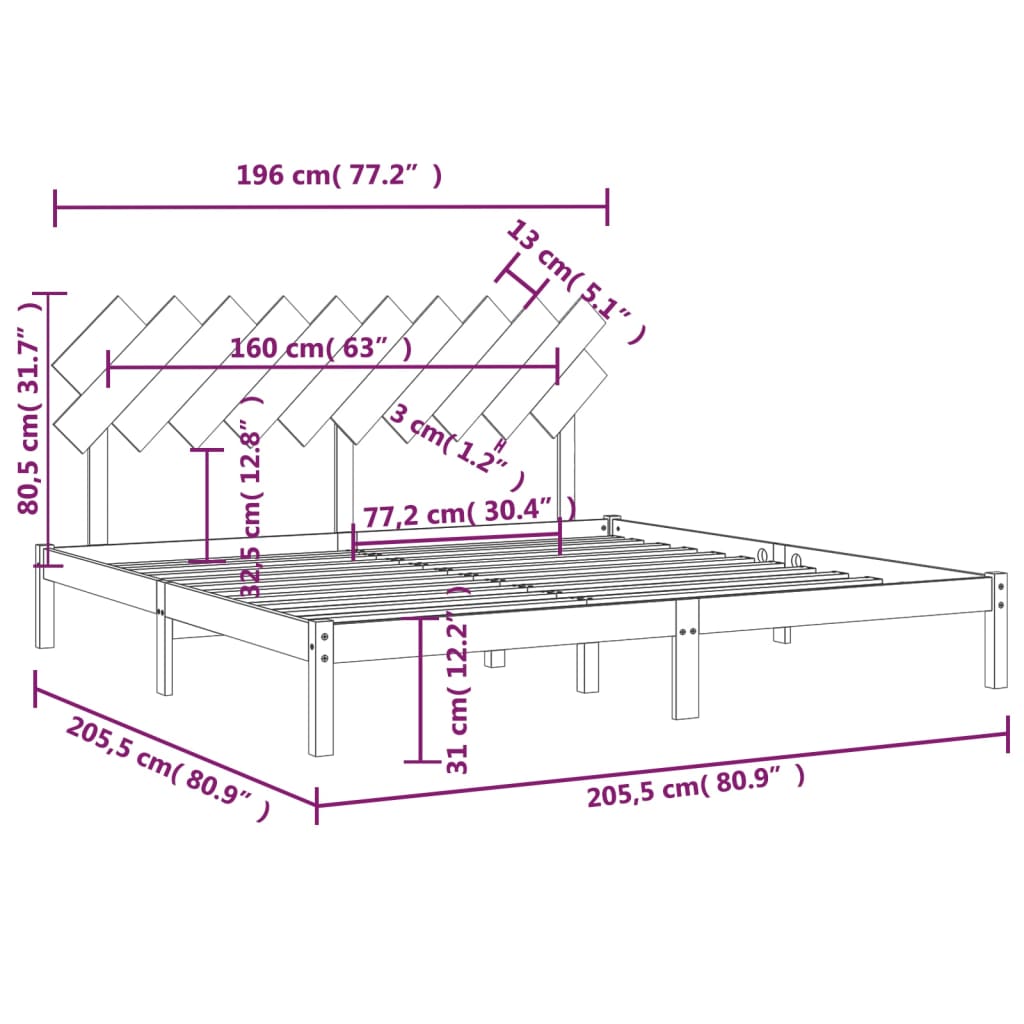 Sengeramme 200x200 cm heltre