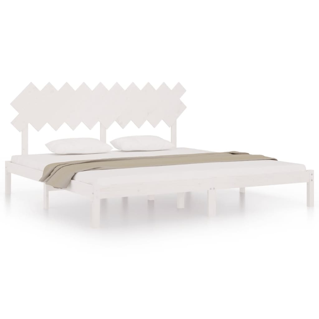 Sengeramme hvit 200x200 cm heltre
