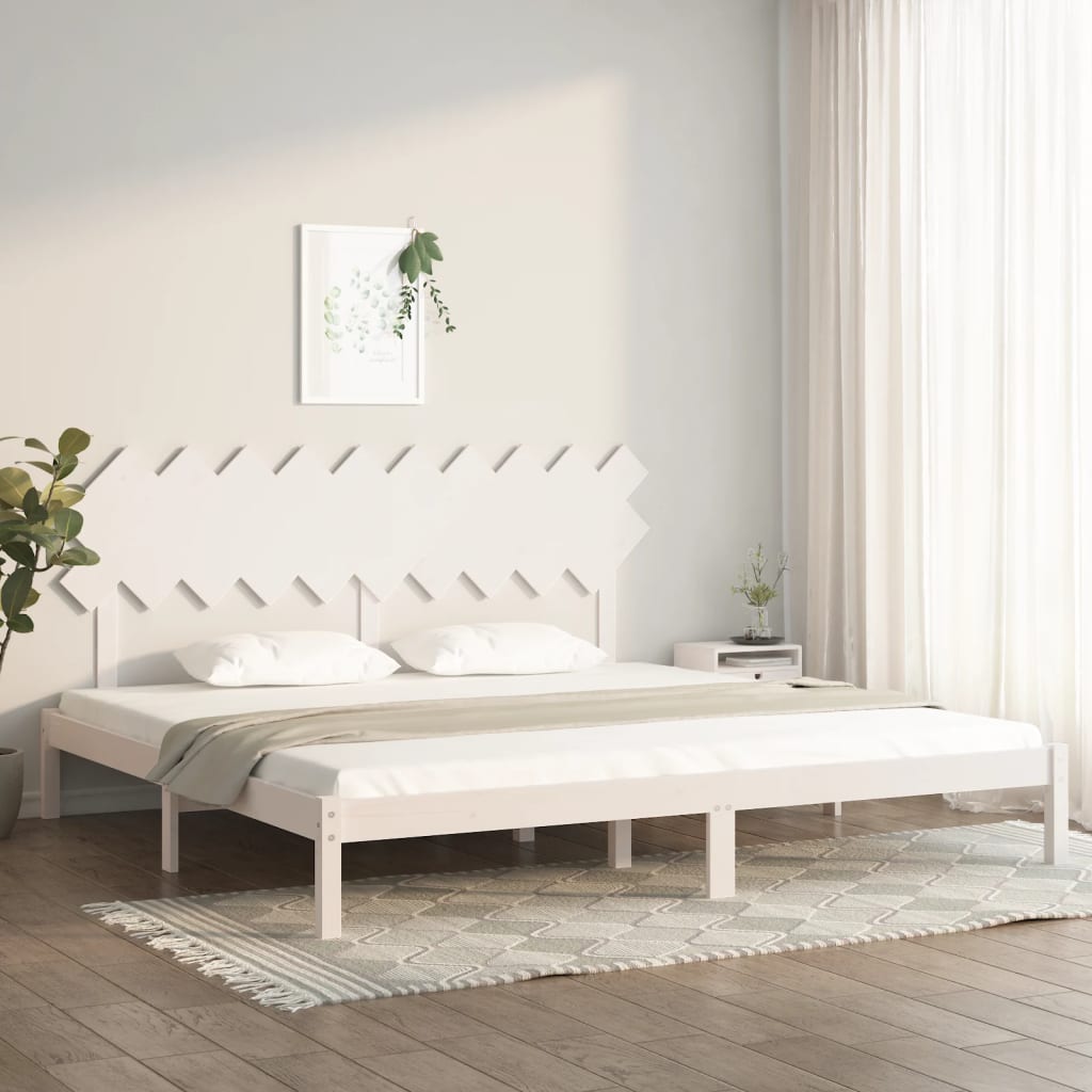 Sengeramme hvit 200x200 cm heltre