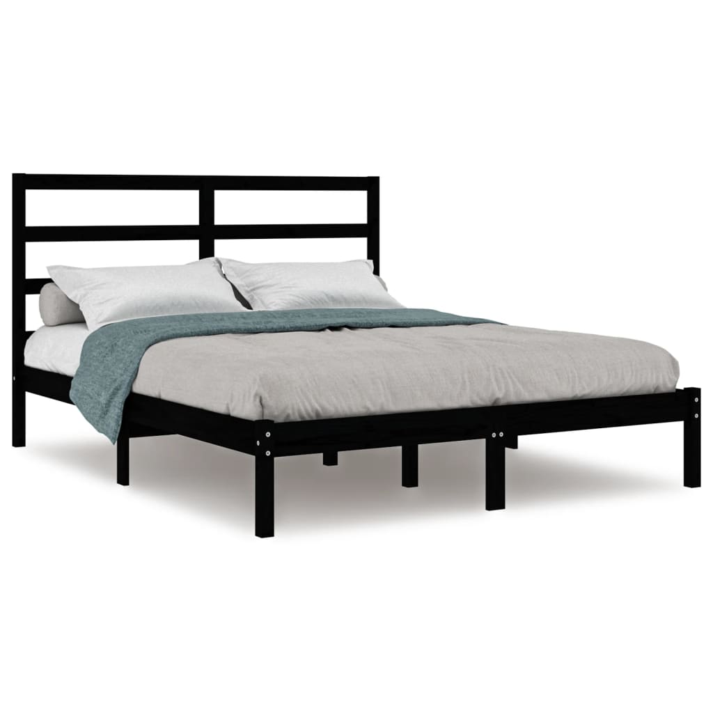 Sengeramme svart heltre furu 140x190 cm
