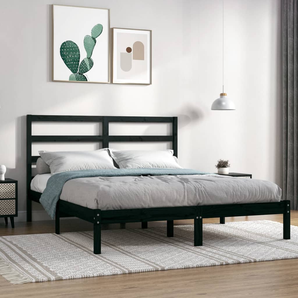 Sengeramme svart heltre furu 140x190 cm