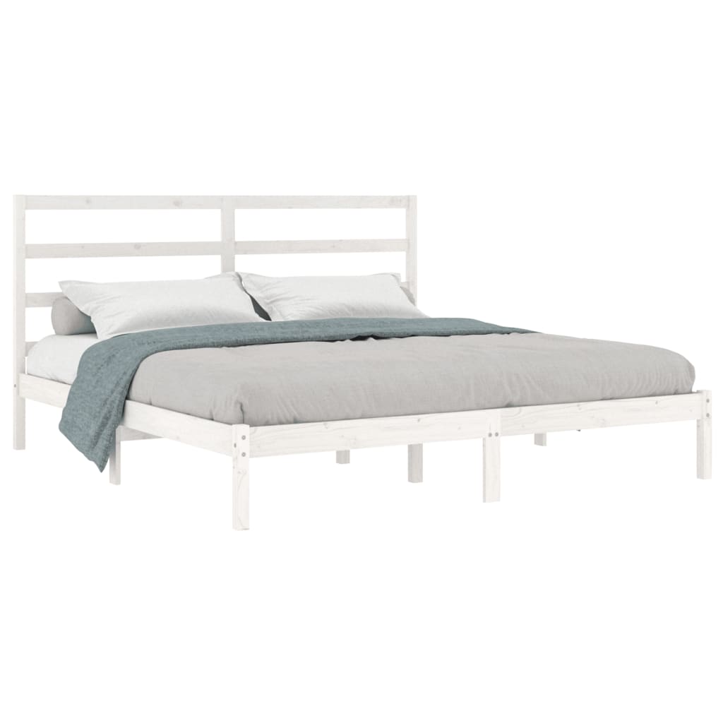 Sengeramme med madrass hvit 200x200 cm heltre furu