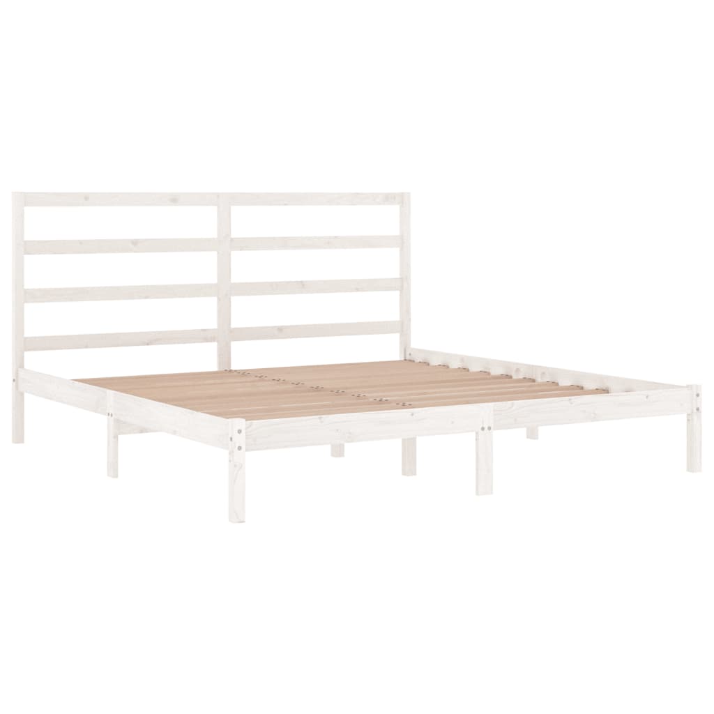 Sengeramme med madrass hvit 200x200 cm heltre furu