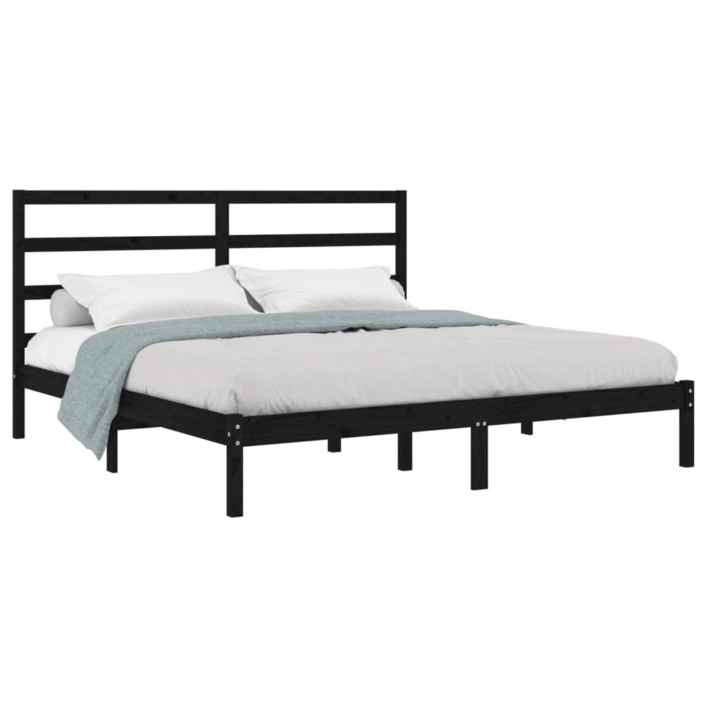 Sengeramme svart heltre furu 200x200 cm