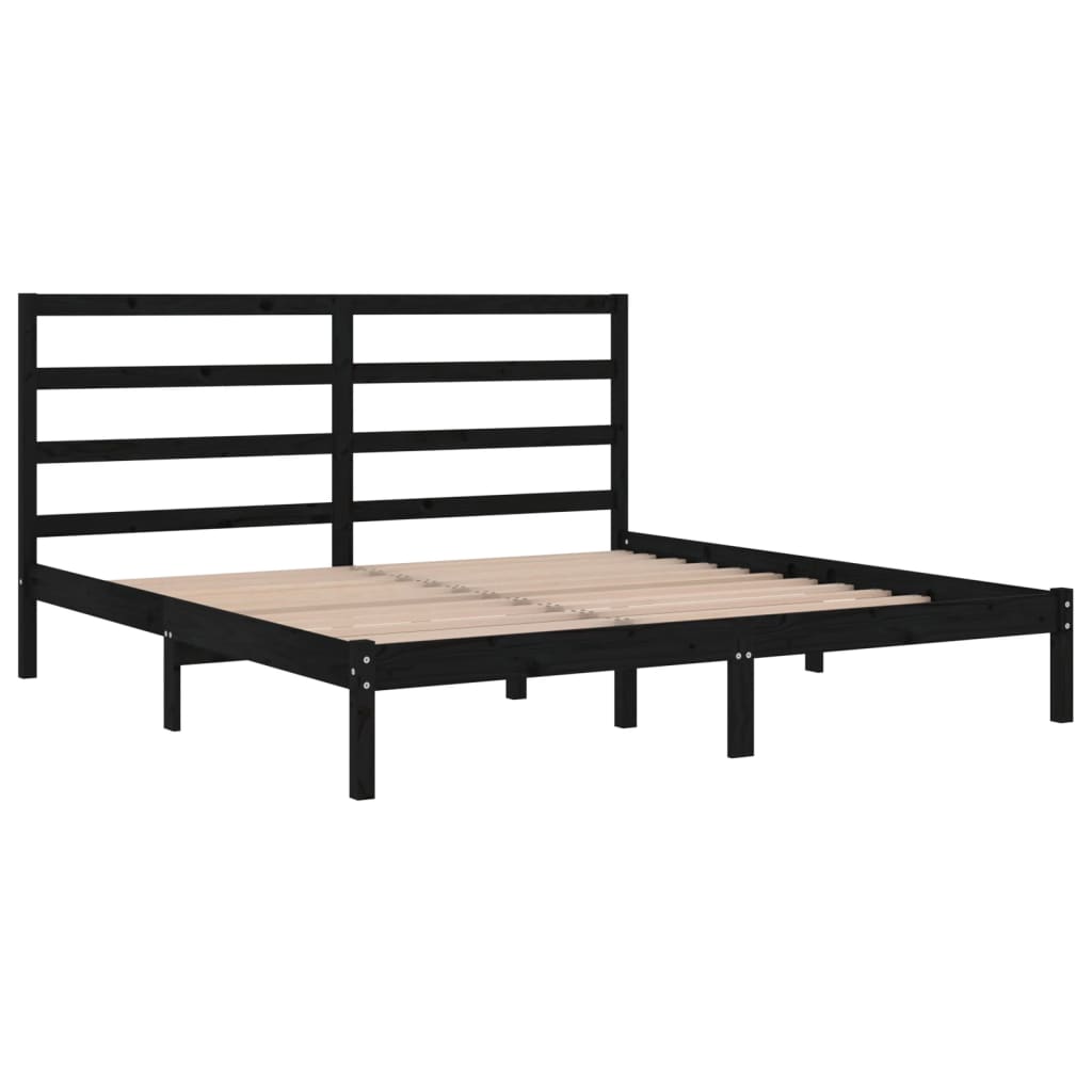 Sengeramme svart heltre furu 200x200 cm