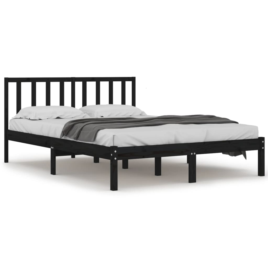 Sengeramme svart heltre furu 140x190 cm