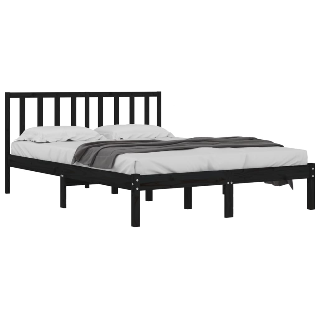 Sengeramme svart heltre furu 140x190 cm