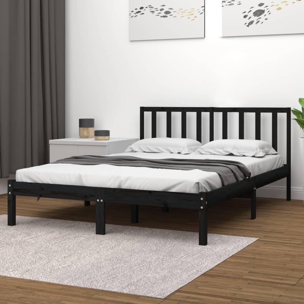 Sengeramme svart heltre furu 140x190 cm