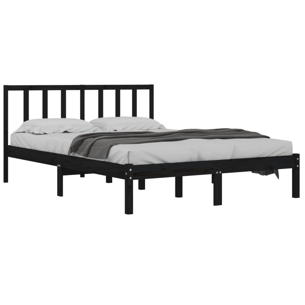 Sengeramme svart heltre furu 150x200 cm King Size