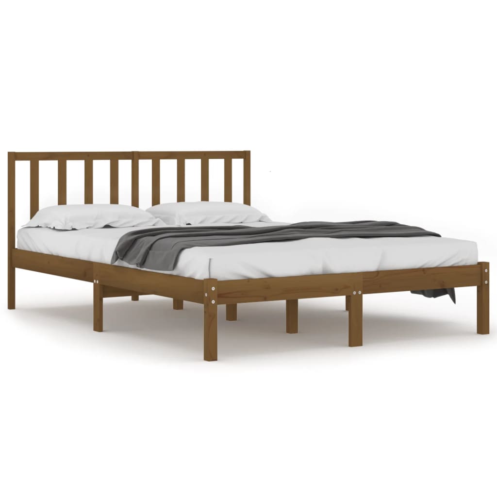 Sengeramme honningbrun heltre furu 200x200 cm