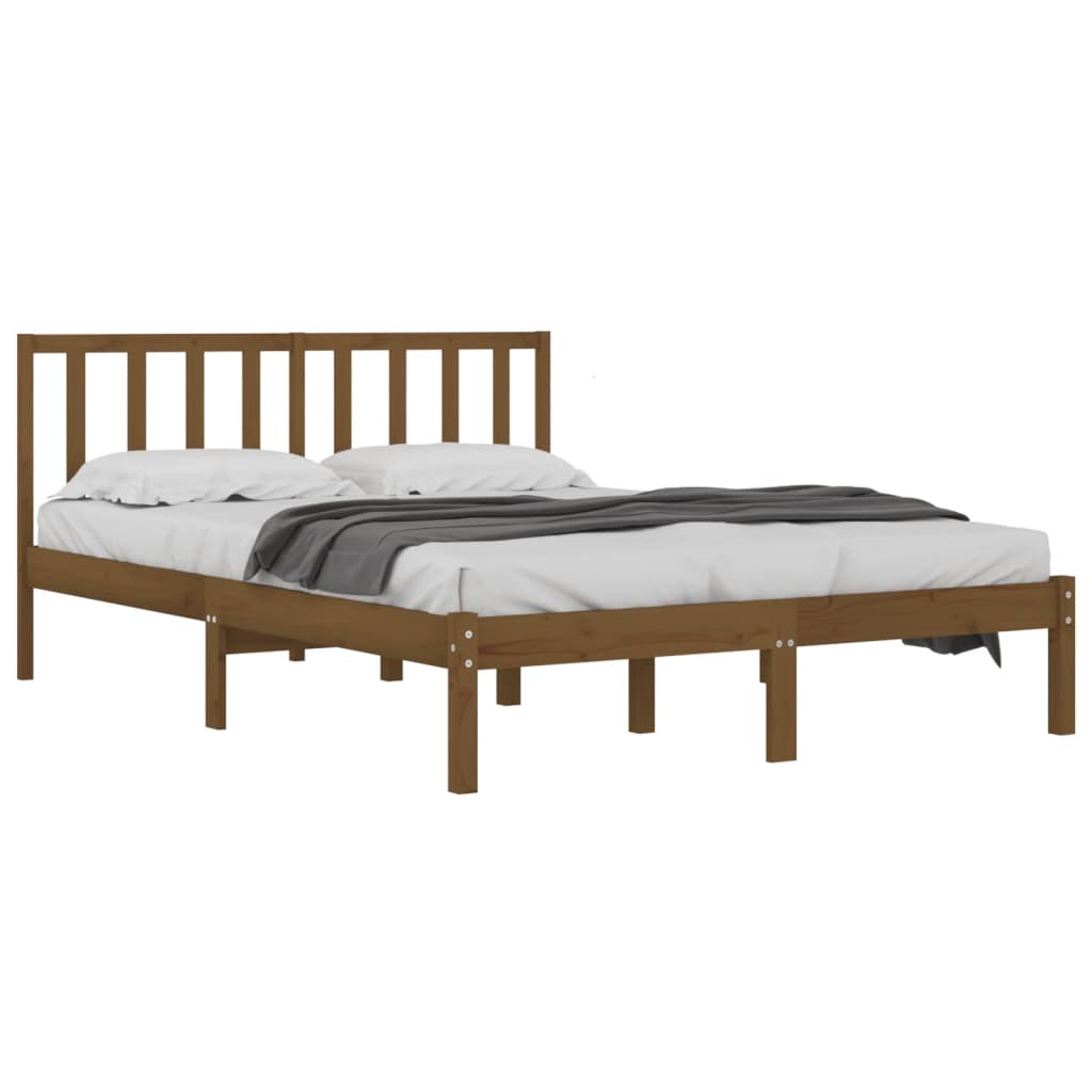 Sengeramme honningbrun heltre furu 200x200 cm