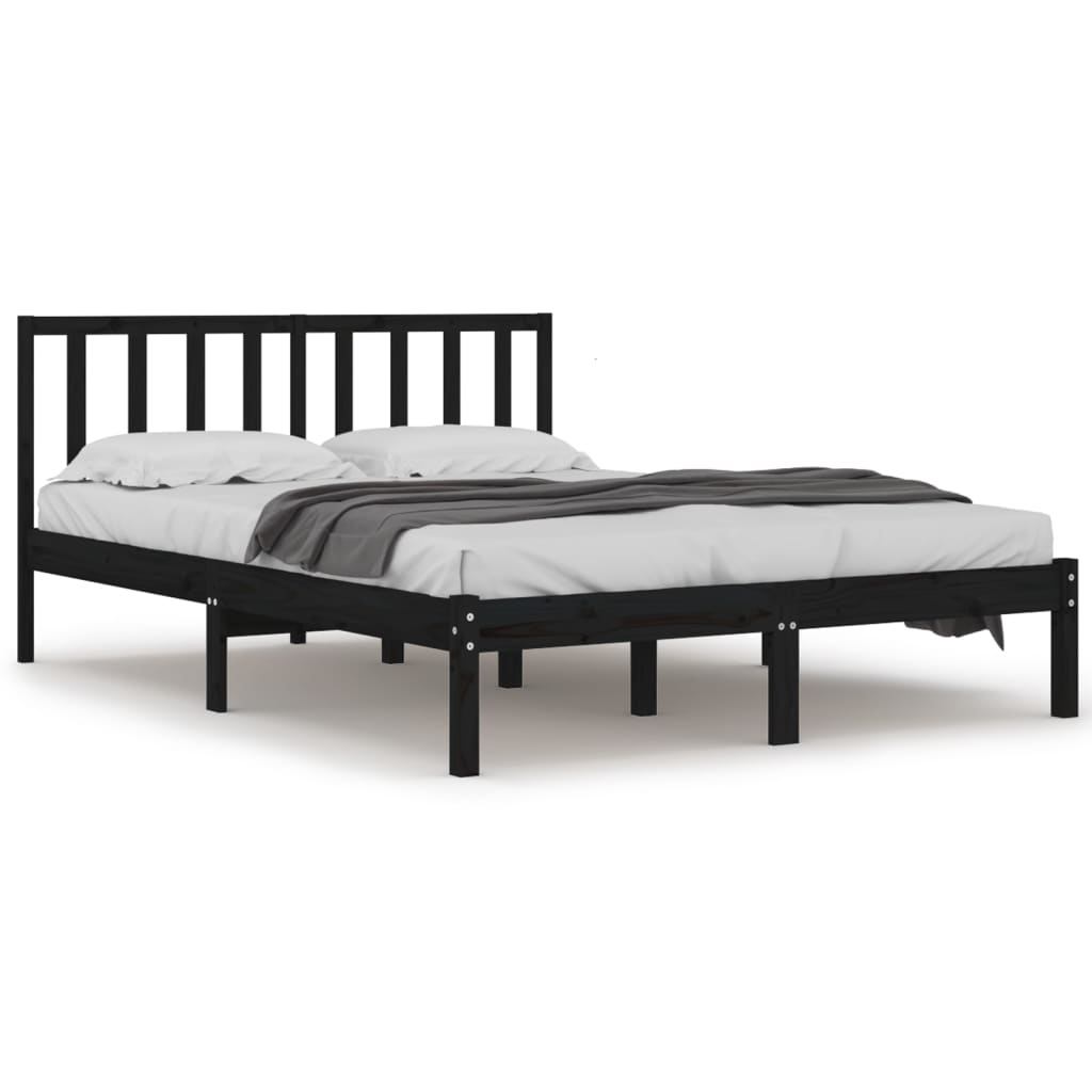 Sengeramme svart heltre furu 200x200 cm