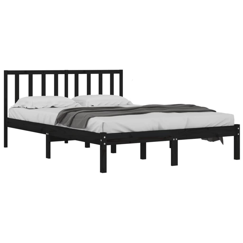 Sengeramme svart heltre furu 200x200 cm