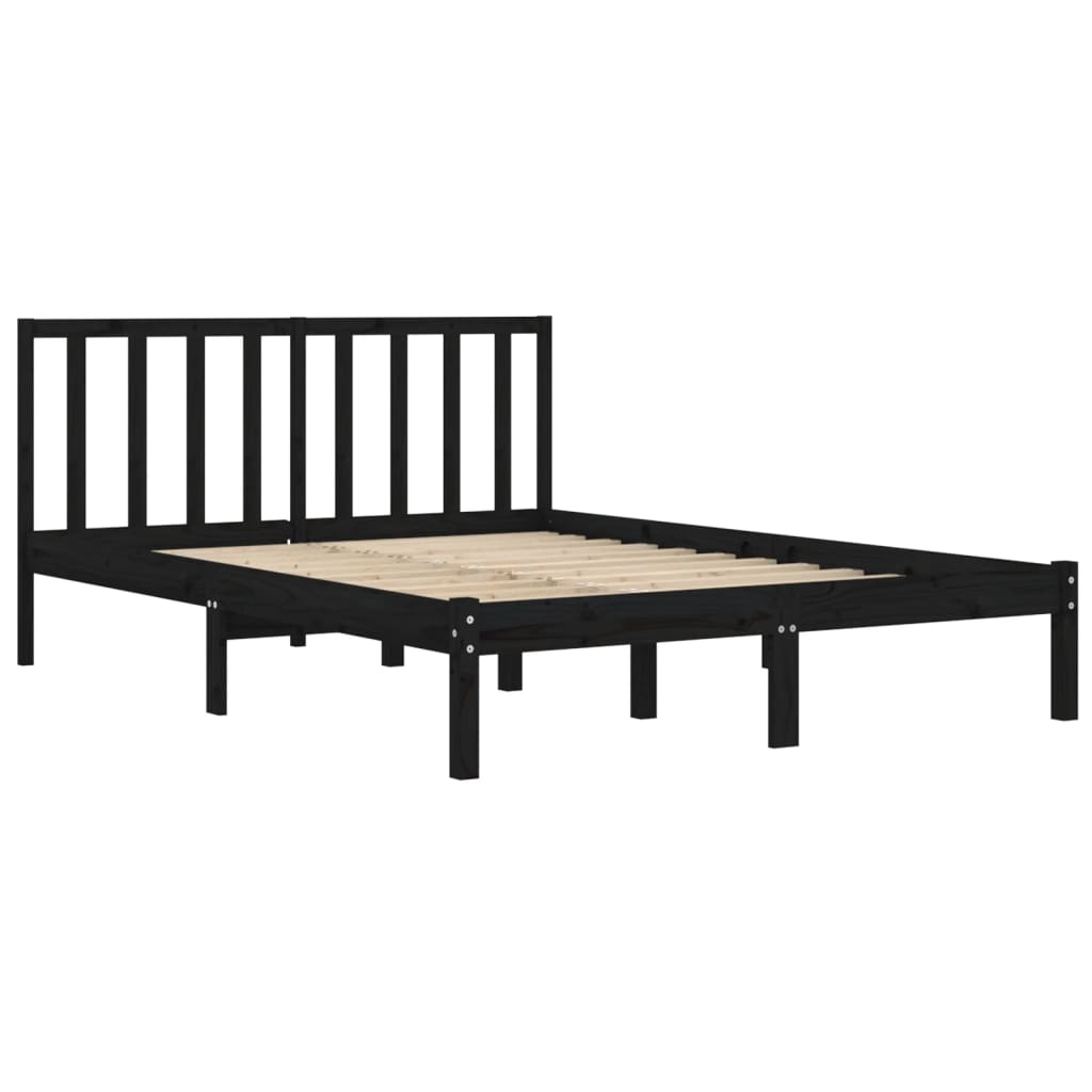 Sengeramme svart heltre furu 200x200 cm