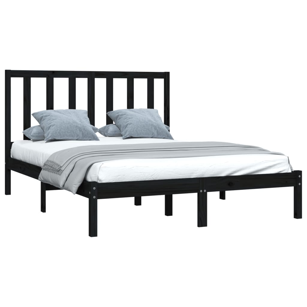 Sengeramme svart heltre furu 140x190 cm