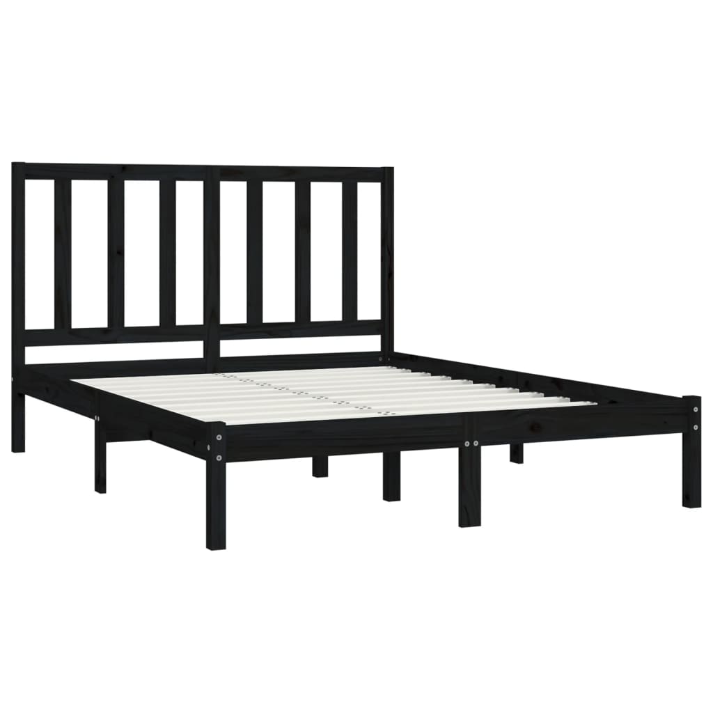 Sengeramme svart heltre furu 140x190 cm