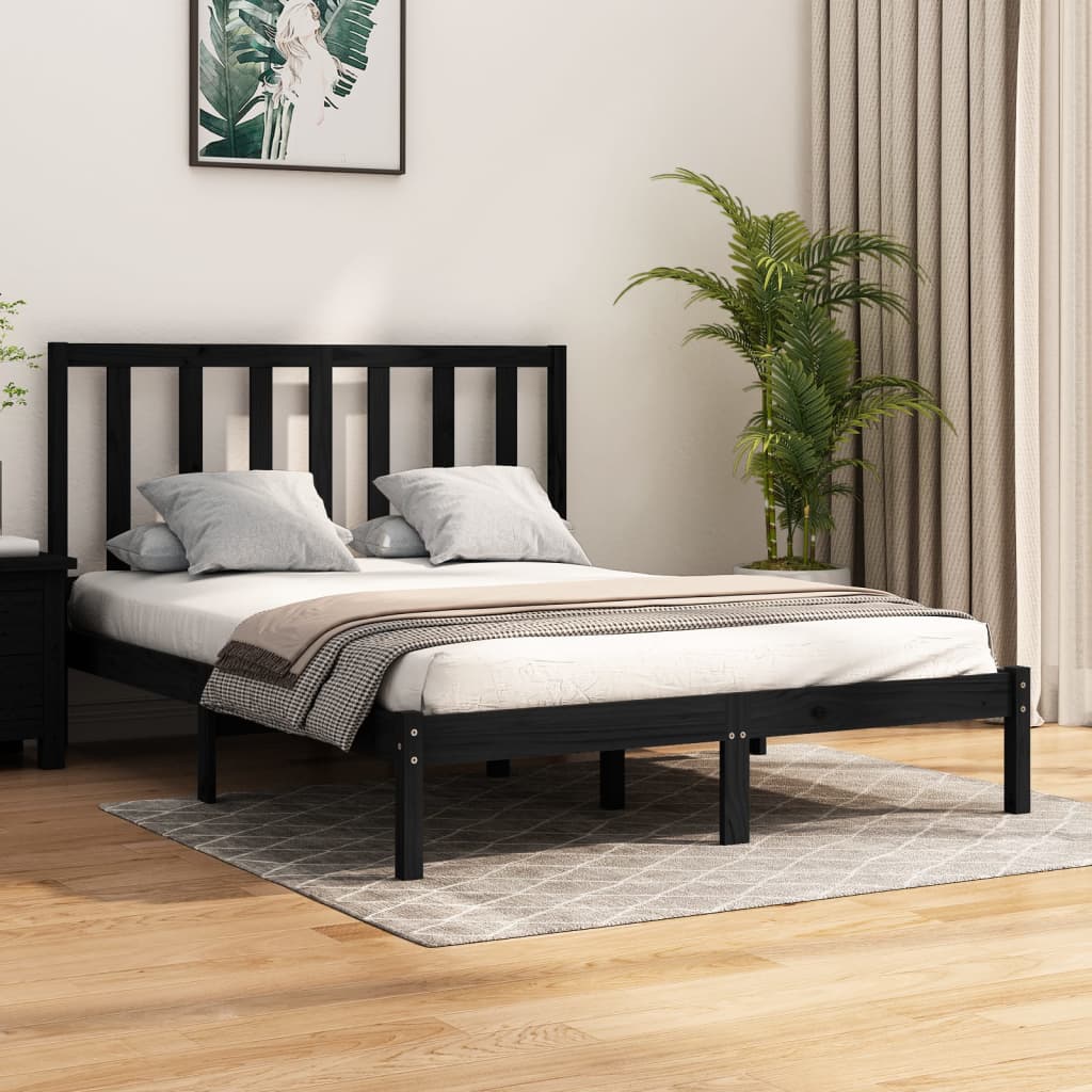 Sengeramme svart heltre furu 140x190 cm