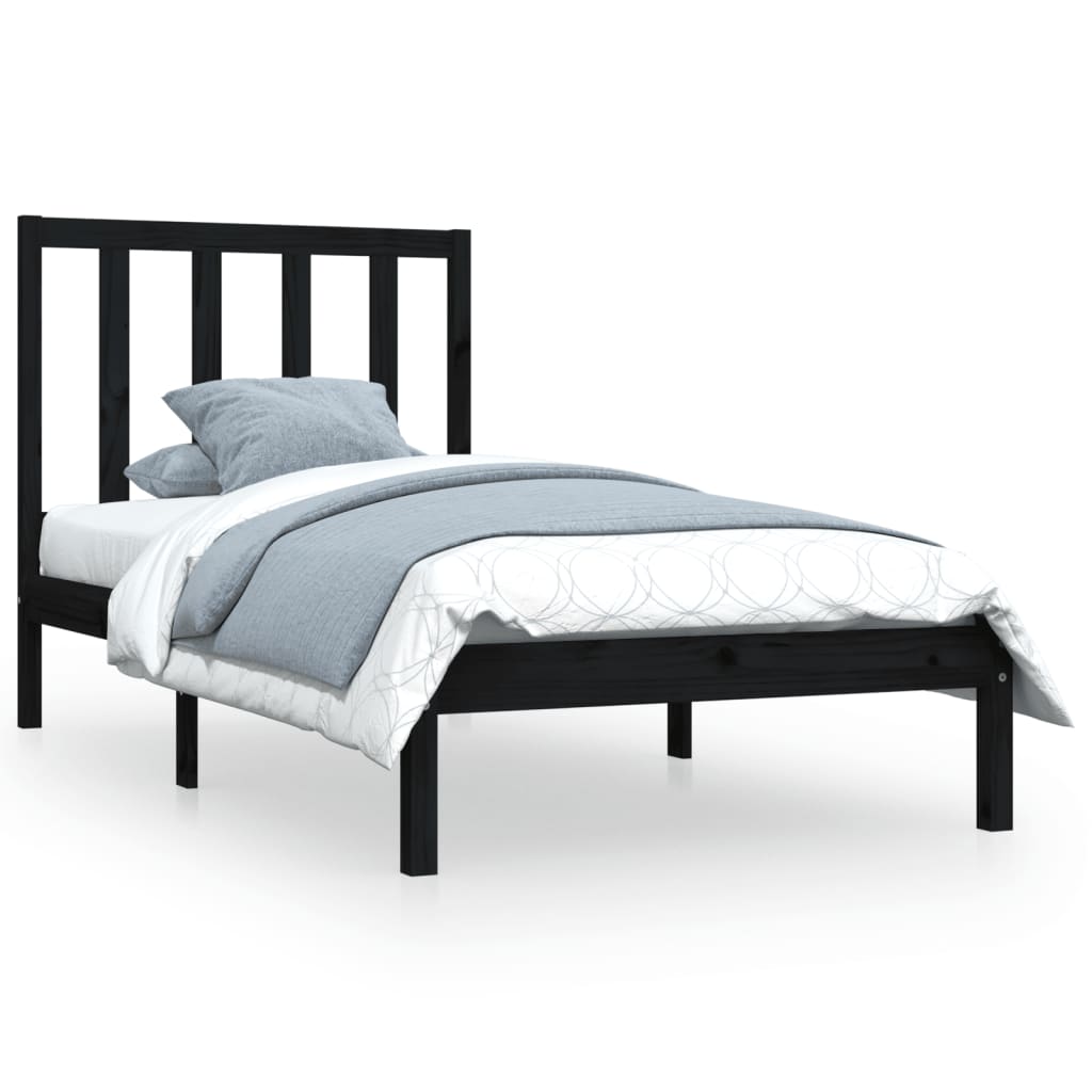 Sengeramme svart heltre furu 100x200 cm