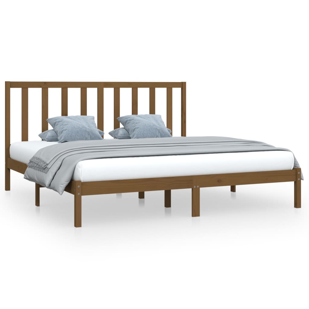 Sengeramme honningbrun heltre furu 200x200 cm