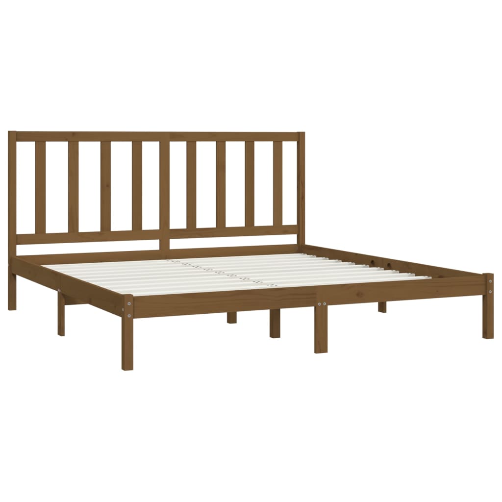 Sengeramme honningbrun heltre furu 200x200 cm