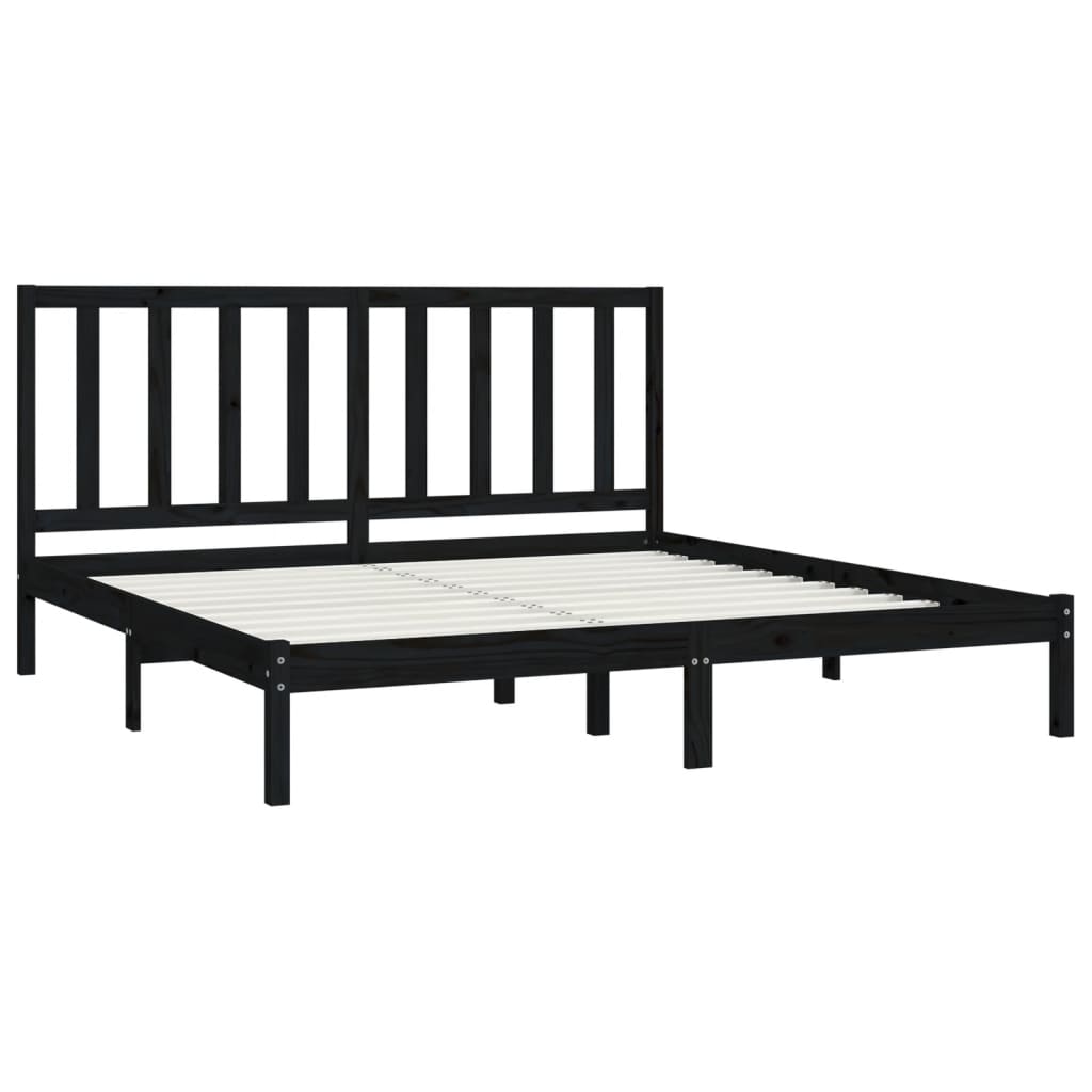 Sengeramme svart heltre furu 200x200 cm