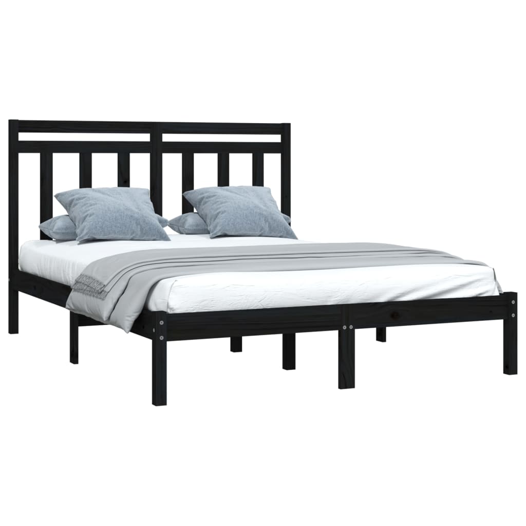 Sengeramme svart heltre 140x190 cm