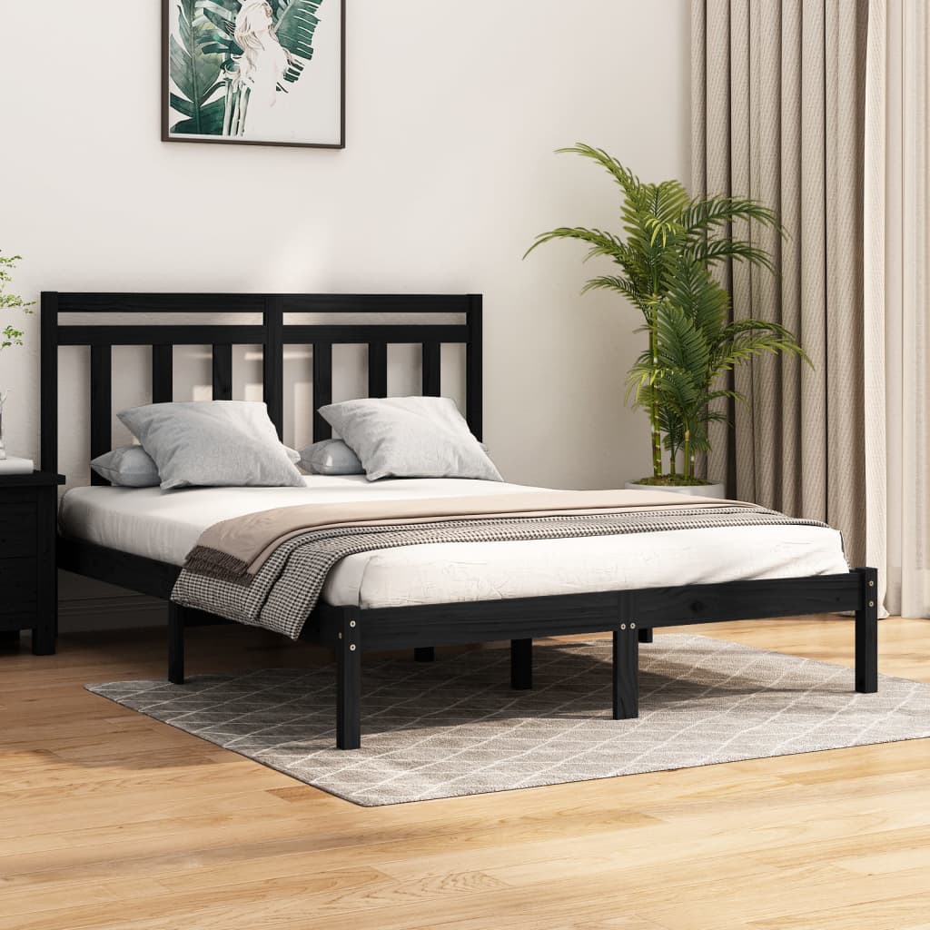 Sengeramme svart heltre 140x190 cm