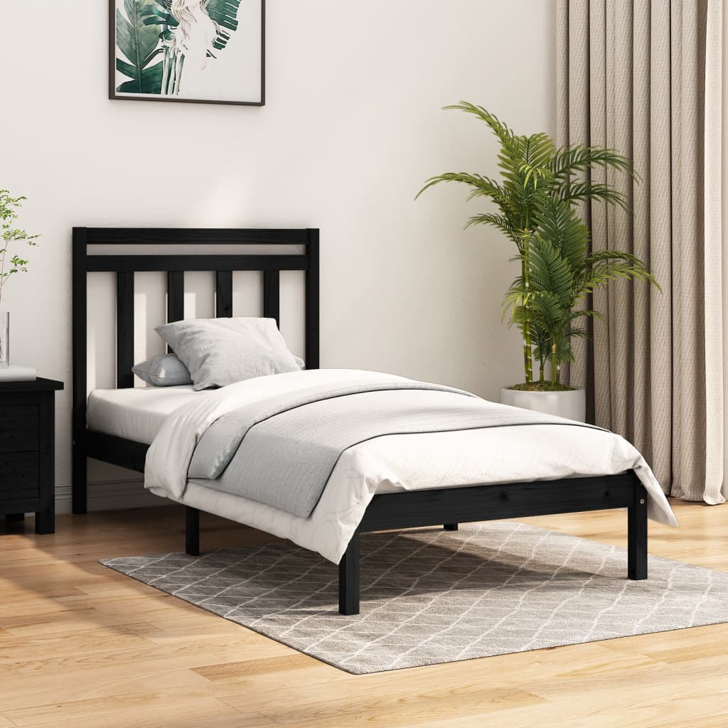 Sengeramme svart heltre 100x200 cm