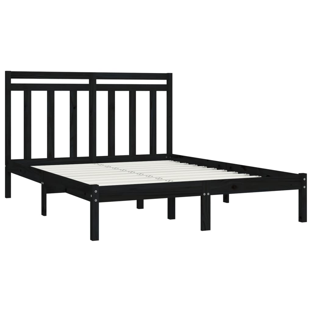 Sengeramme svart heltre 150x200 cm King Size
