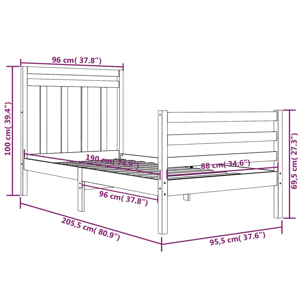 Sengeramme heltre 90x200 cm