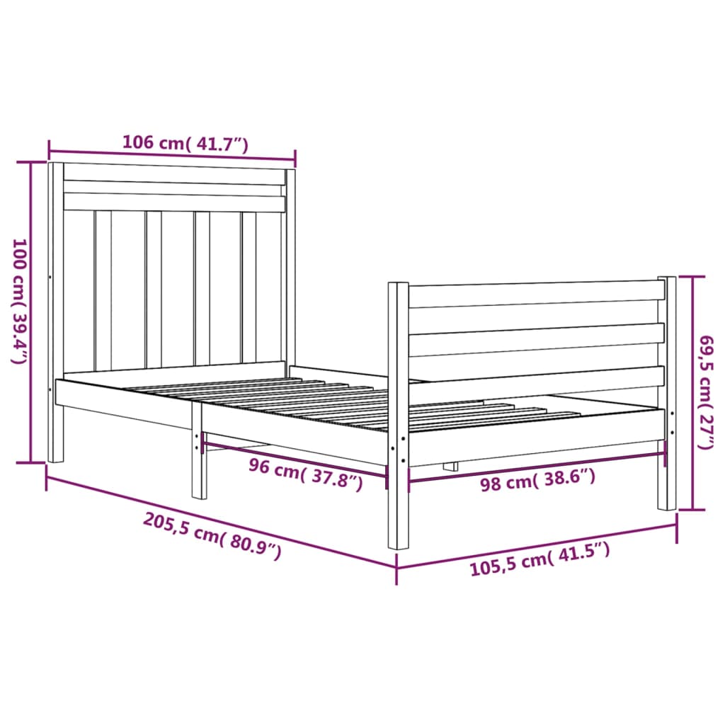 Sengeramme heltre 100x200 cm