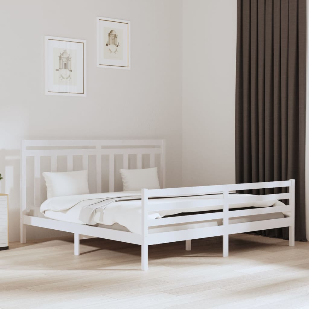 Sengeramme hvit heltre 200x200 cm