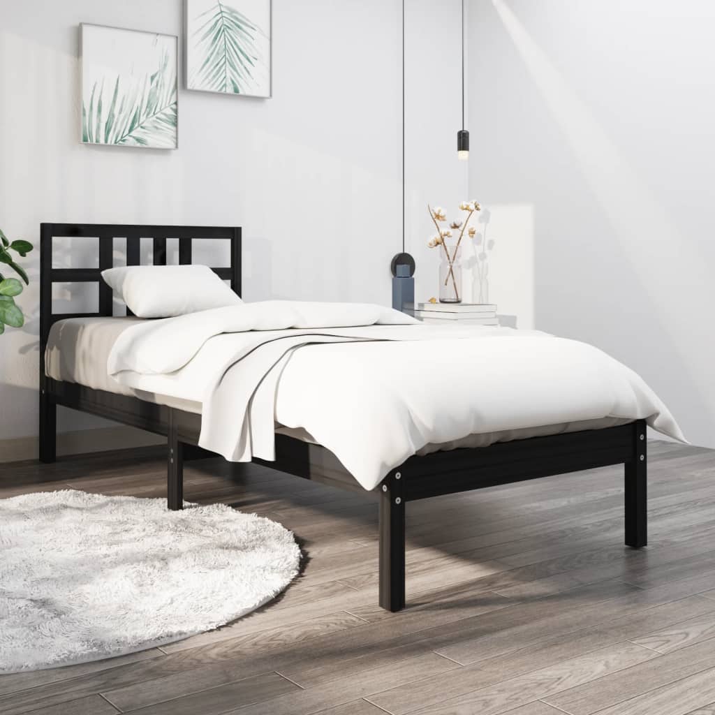 Sengeramme svart heltre 100x200 cm