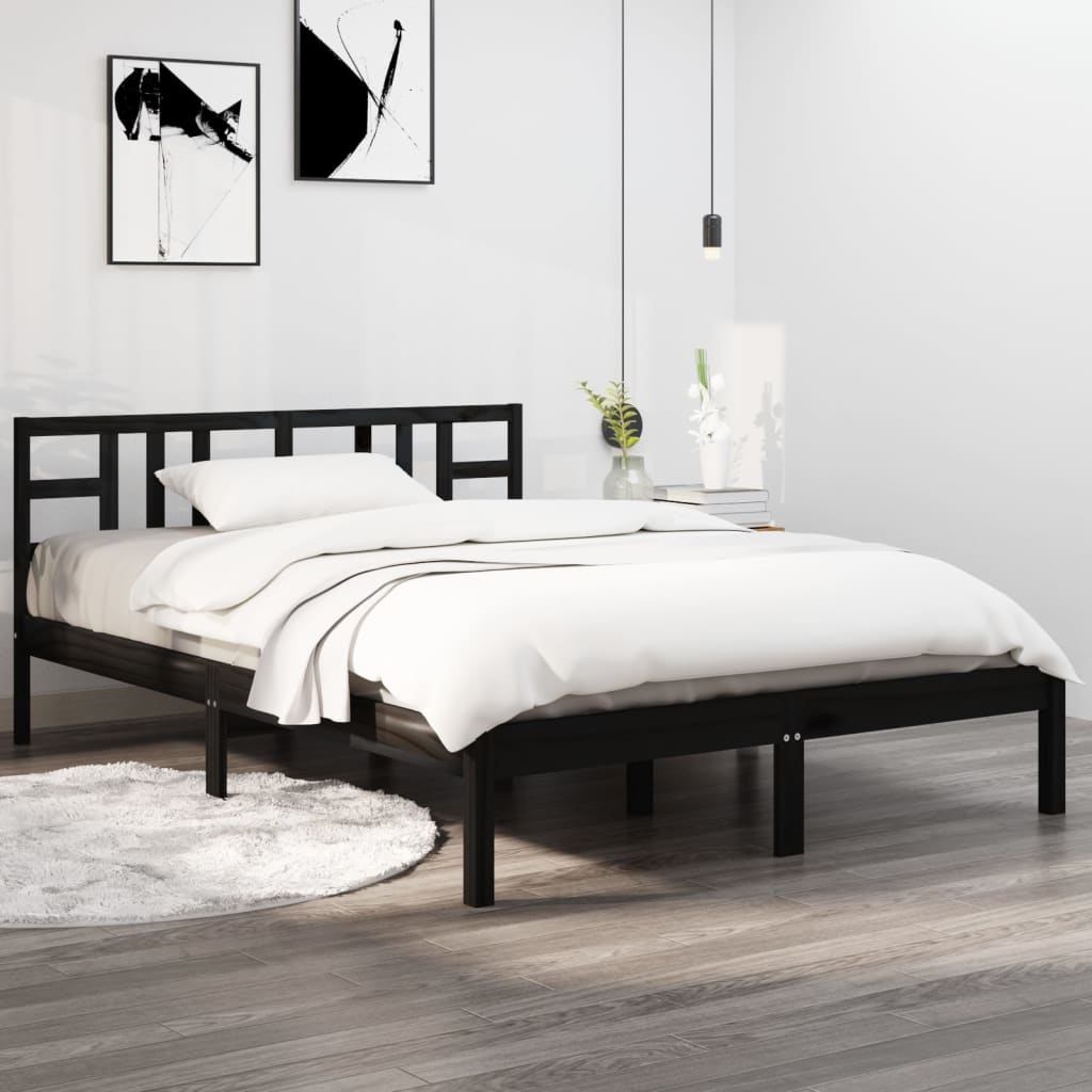 Sengeramme svart heltre200x200 cm