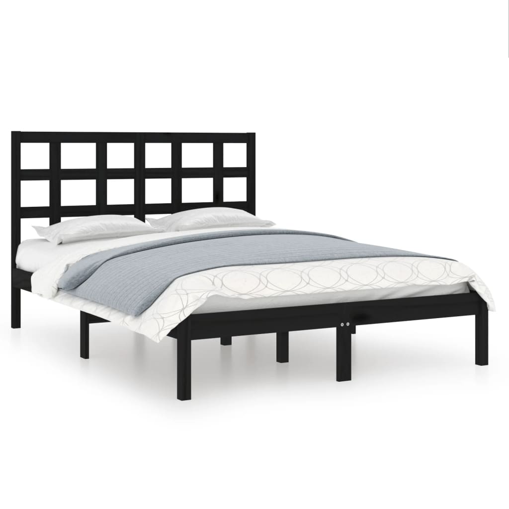 Sengeramme svart heltre 140x190 cm