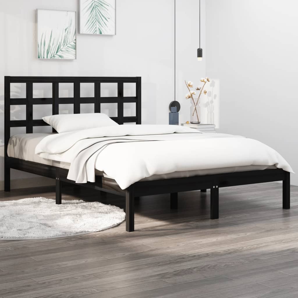 Sengeramme svart heltre 140x190 cm