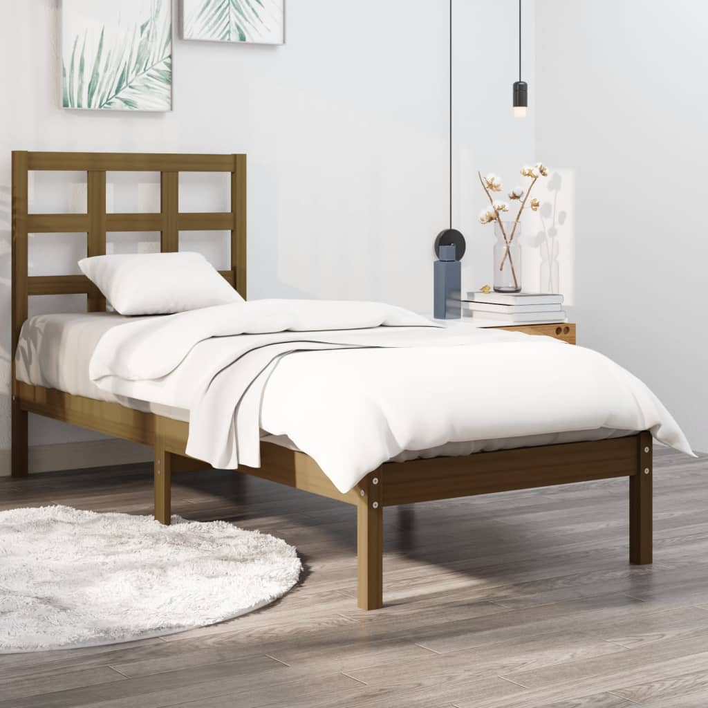 Sengeramme honningbrun heltre 100x200 cm