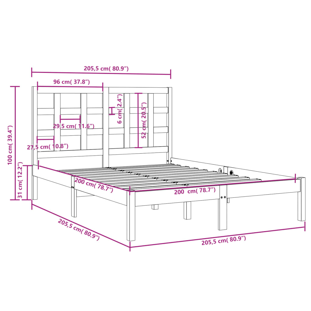 Sengeramme heltre 200x200 cm