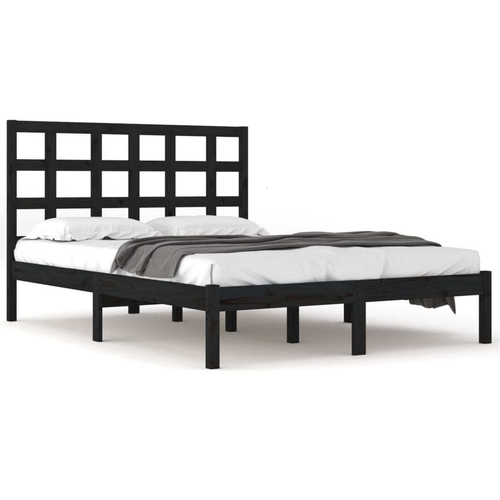 Sengeramme svart heltre200x200 cm