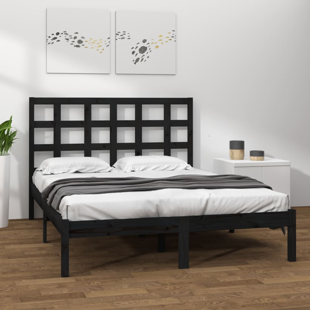 Sengeramme svart heltre200x200 cm