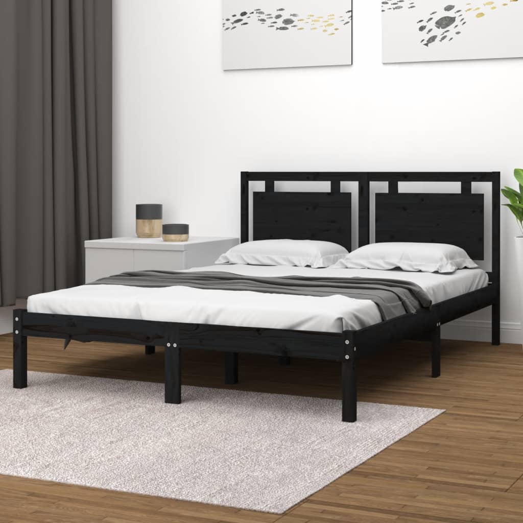 Sengeramme svart heltre200x200 cm