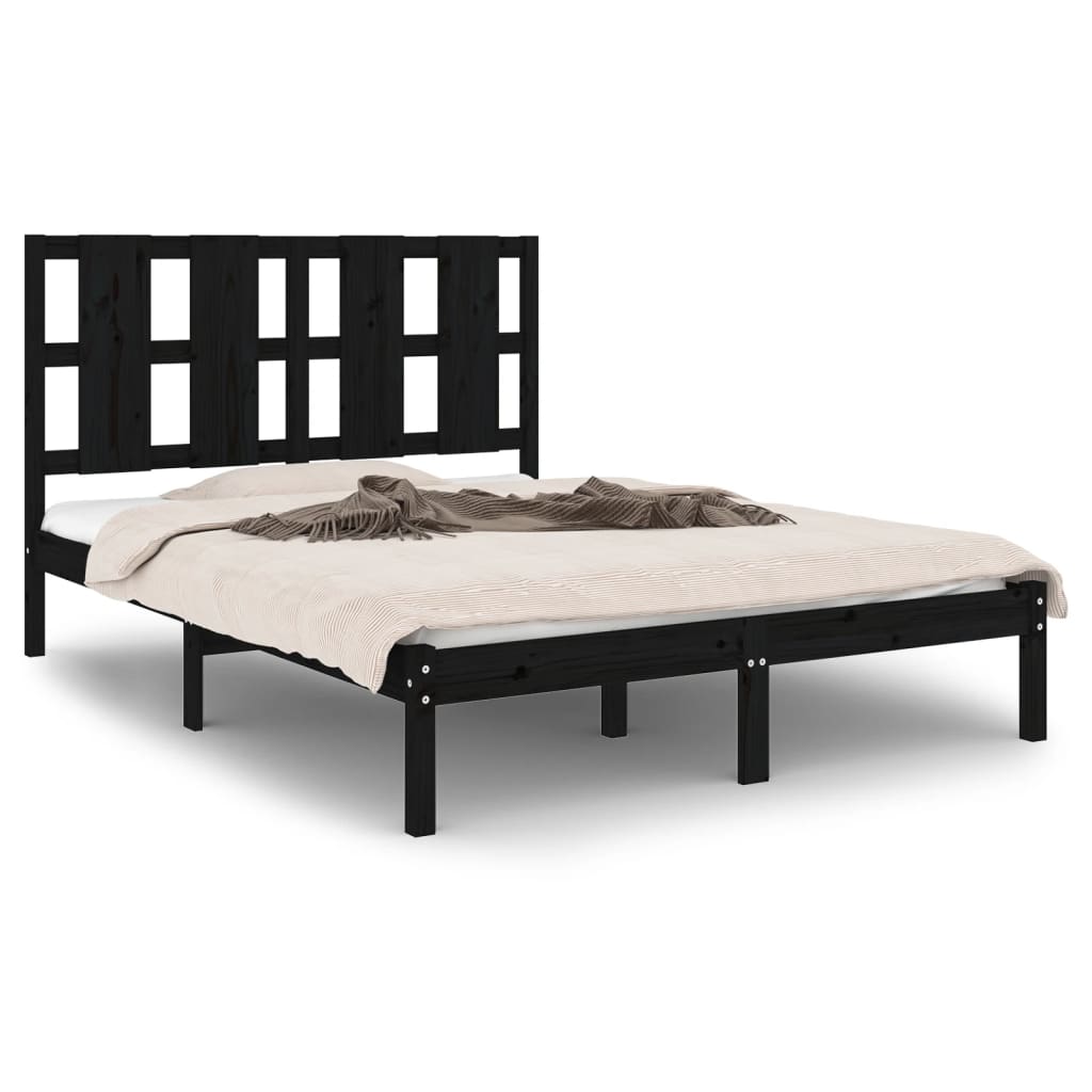 Sengeramme svart heltre furu 140x190 cm