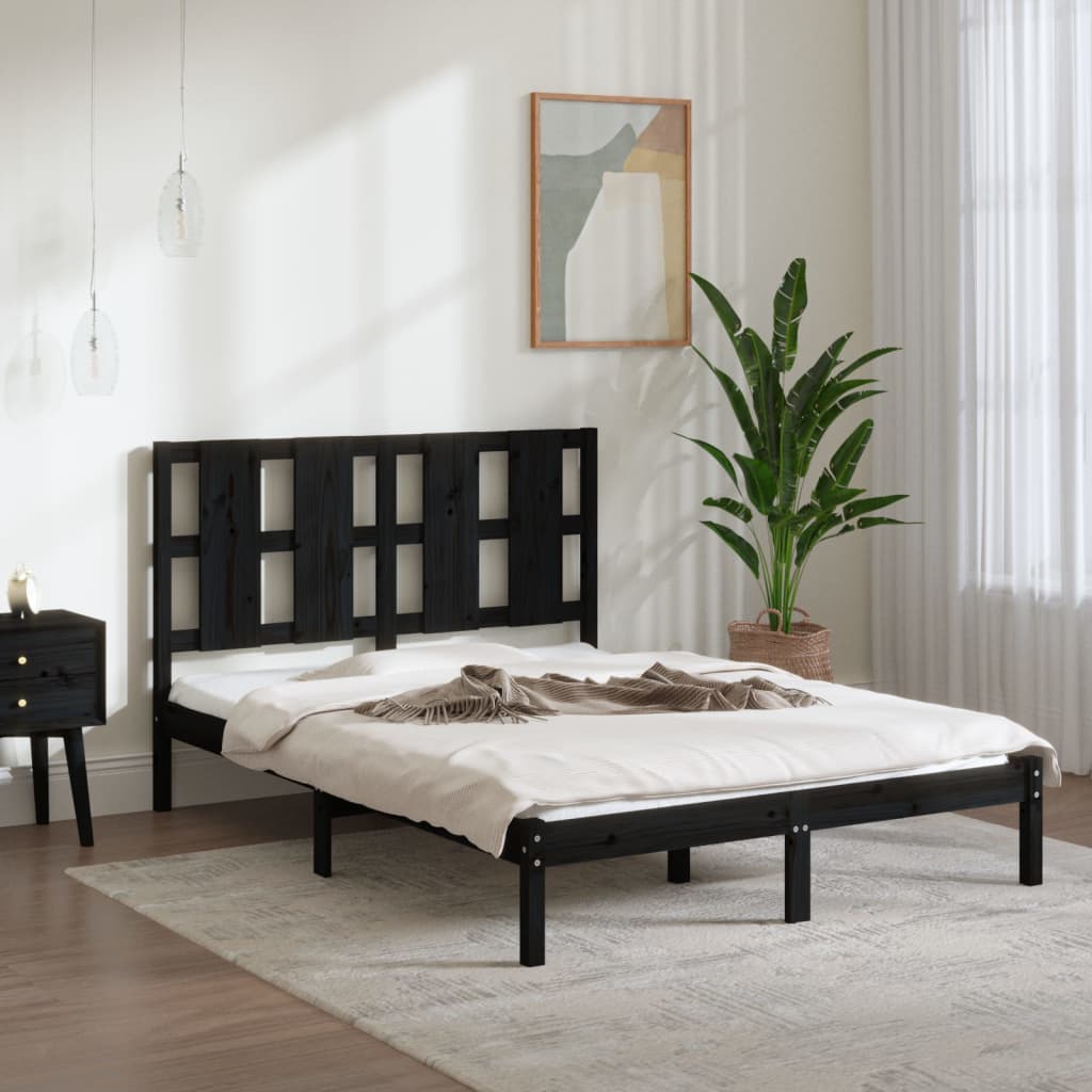 Sengeramme svart heltre furu 140x190 cm