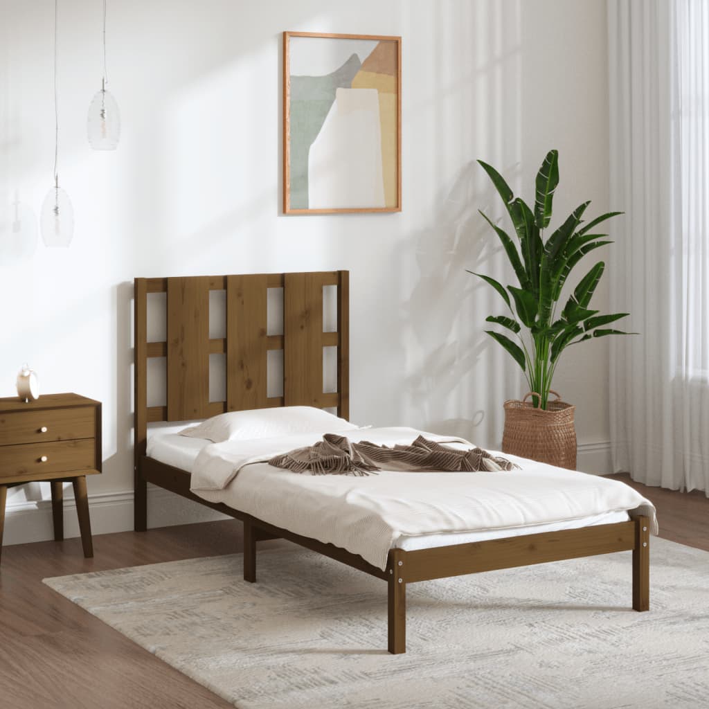 Sengeramme honningbrun heltre furu 100x200 cm