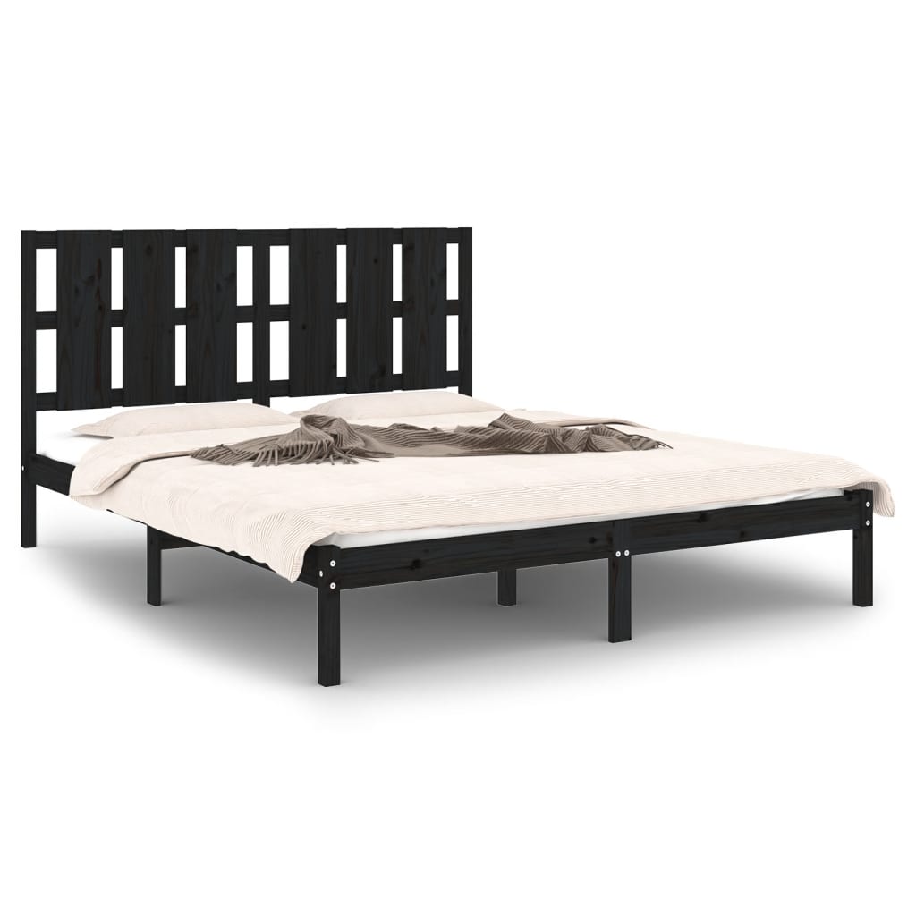 Sengeramme svart heltre 150x200 cm King Size