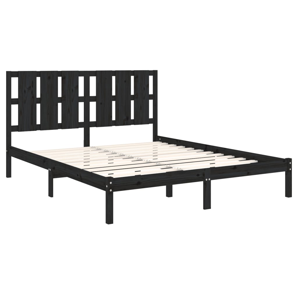 Sengeramme svart heltre 150x200 cm King Size