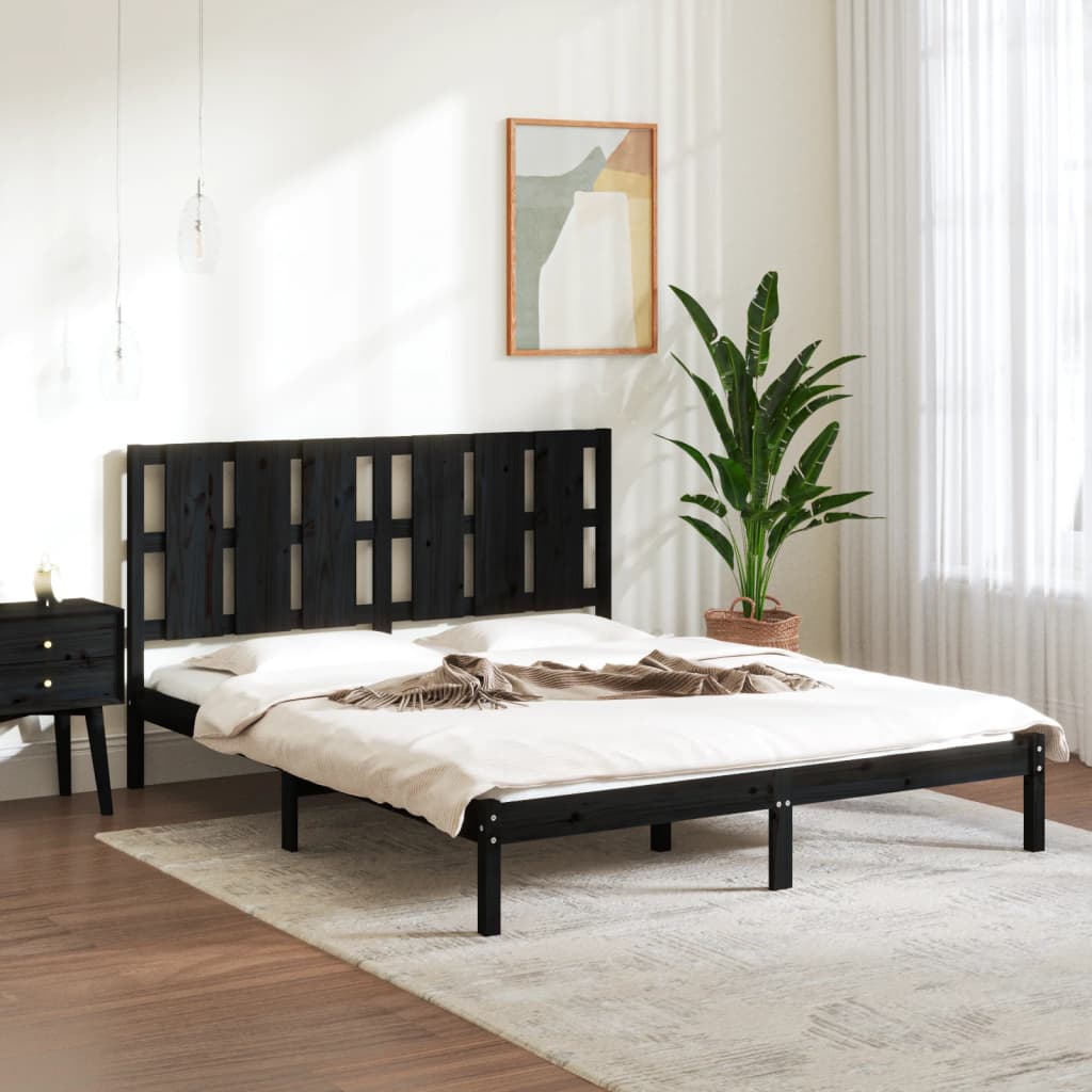 Sengeramme svart heltre 150x200 cm King Size