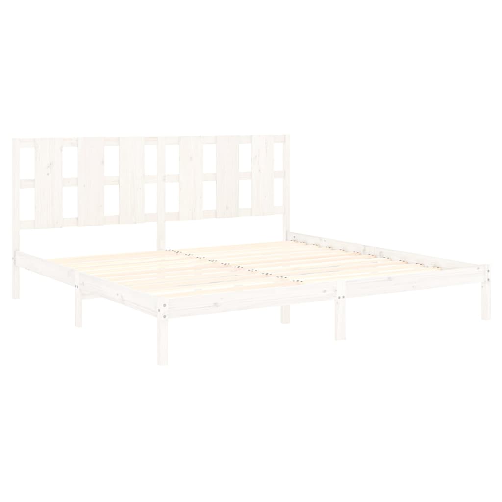 Sengeramme med madrass hvit 200x200 cm heltre furu